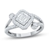 Thumbnail Image 1 of 3/8 CT. T.W. Princess Multi-Diamond Tilted Bypass Open Shank Ring in 10K White Gold