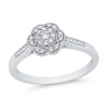 Thumbnail Image 1 of 1/6 CT. T.W. Multi-Diamond Flower Vintage-Style Ring in 10K White Gold