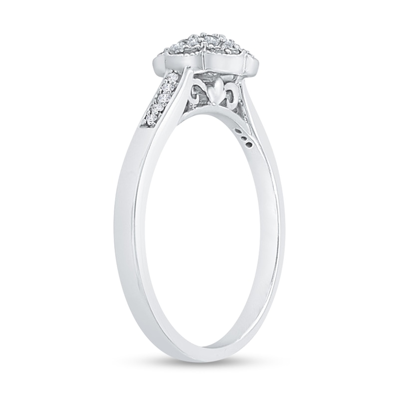Main Image 2 of 1/6 CT. T.W. Multi-Diamond Flower Vintage-Style Ring in 10K White Gold
