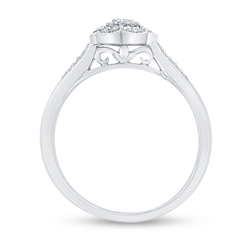 Main Image 3 of 1/6 CT. T.W. Multi-Diamond Flower Vintage-Style Ring in 10K White Gold