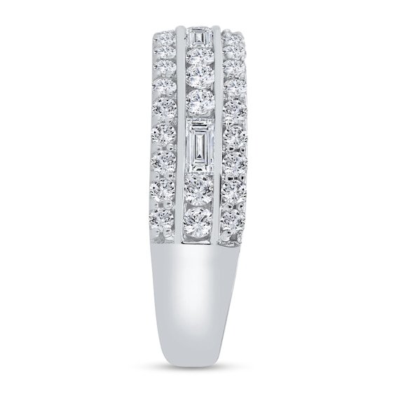 1 CT. T.w. Baguette Diamond Edge Triple Row Band in 10K White Gold