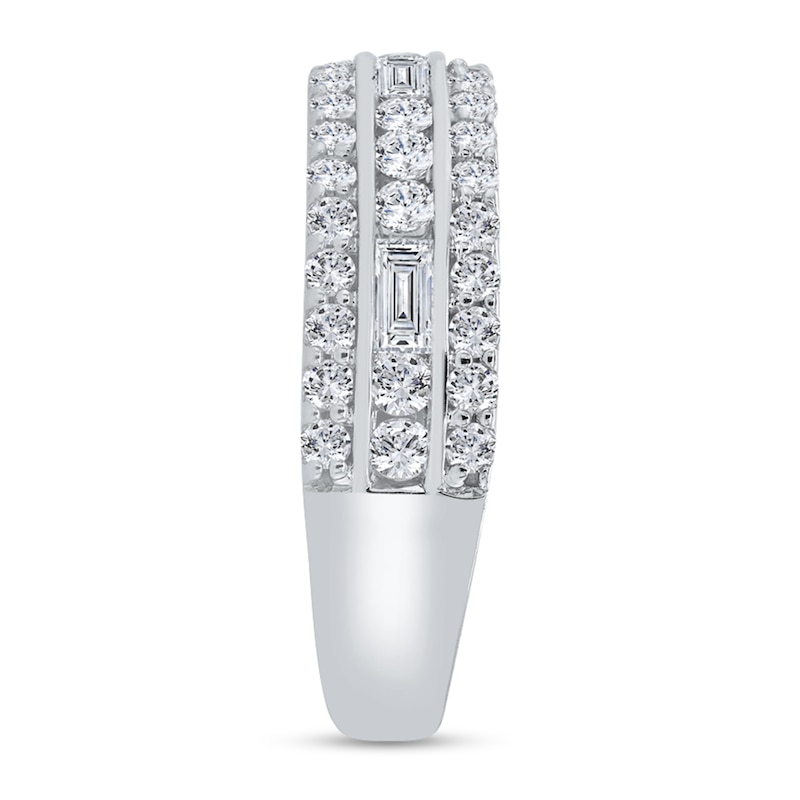 Main Image 2 of 1 CT. T.W. Baguette Diamond Edge Triple Row Band in 10K White Gold