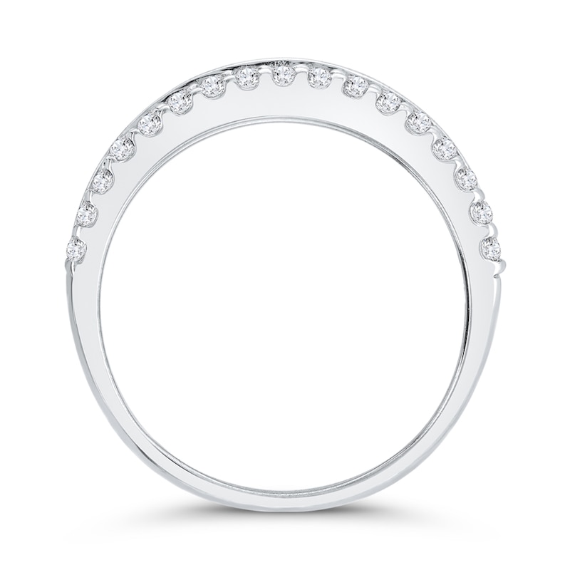 Main Image 3 of 1 CT. T.W. Baguette Diamond Edge Triple Row Band in 10K White Gold