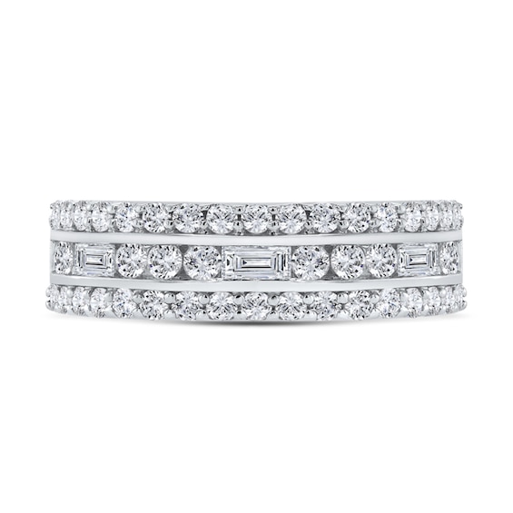 1 CT. T.w. Baguette Diamond Edge Triple Row Band in 10K White Gold