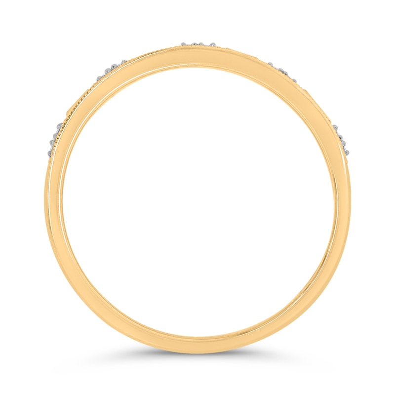 1/6 CT. T.W. Baguette Diamond Alternating Quad Vintage-Style Band in 10K Gold