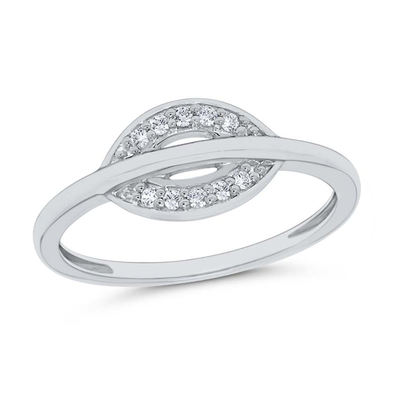 Main Image 1 of 1/15 CT. T.W. Diamond Sideways Oval with Strikethrough Ring in 10K White Gold