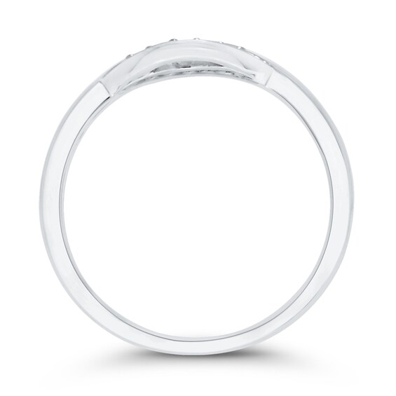 1/15 CT. T.w. Diamond Sideways Oval with Strikethrough Ring in 10K White Gold