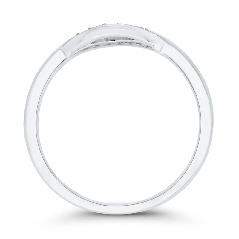 Main Image 3 of 1/15 CT. T.W. Diamond Sideways Oval with Strikethrough Ring in 10K White Gold