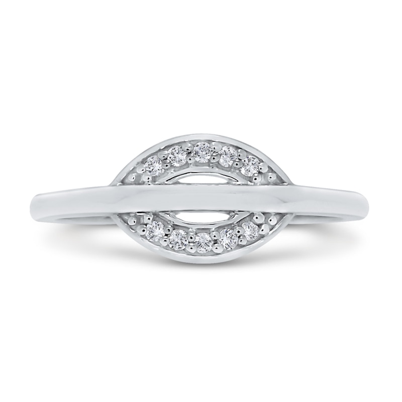 Main Image 4 of 1/15 CT. T.W. Diamond Sideways Oval with Strikethrough Ring in 10K White Gold