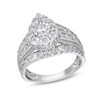 Thumbnail Image 1 of 2 CT. T.W. Pear Multi-Diamond Vintage-Style Multi-Row Shank Engagement Ring in 10K White Gold