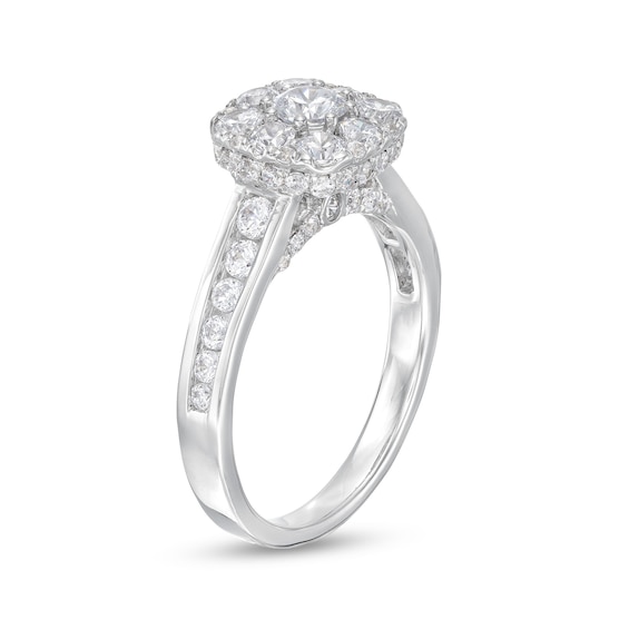 1-1/2 CT. T.w. Cushion Multi-Diamond Hidden Halo Engagement Ring in 10K Gold