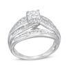 Thumbnail Image 1 of 1 CT. T.W. Quad Princess-Cut Diamond Double Row Bypass Engagement Ring in 10K White Gold