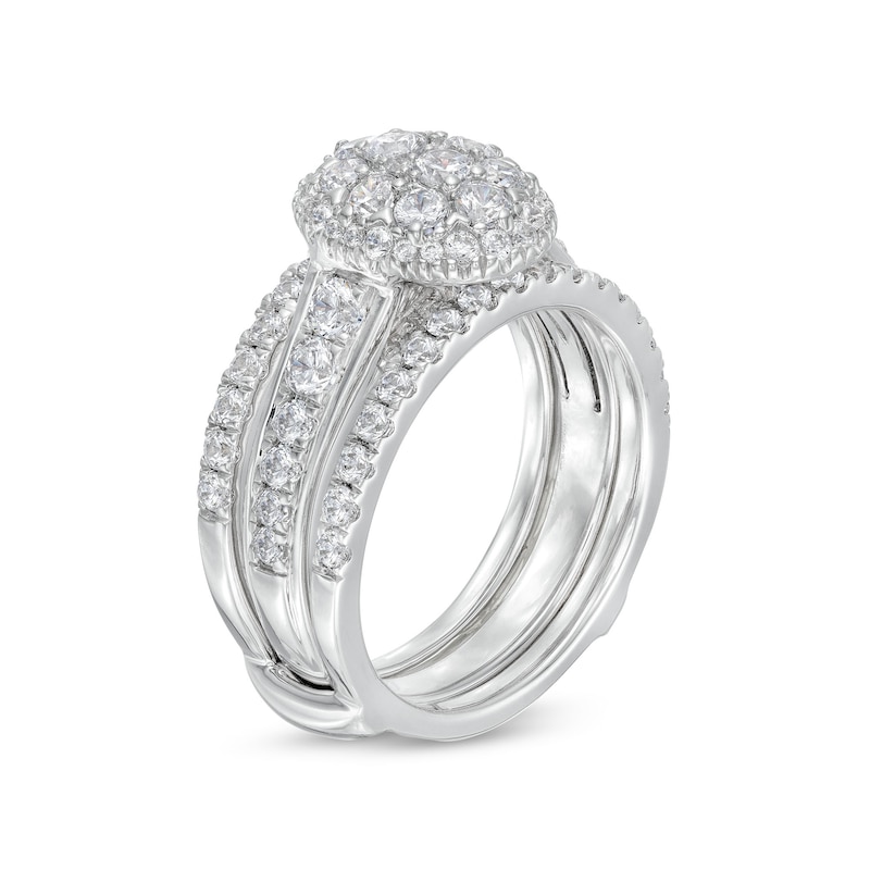 Main Image 3 of 1-1/2 CT. T.W. Oval Multi-Diamond Enhancer Bridal Set in 10K White Gold
