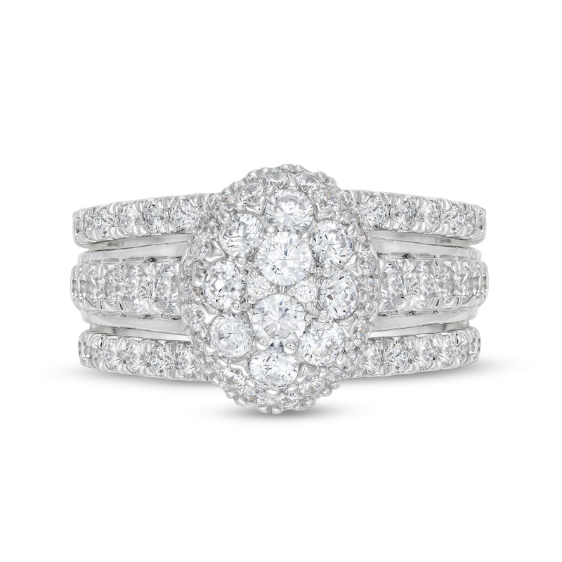 Main Image 4 of 1-1/2 CT. T.W. Oval Multi-Diamond Enhancer Bridal Set in 10K White Gold