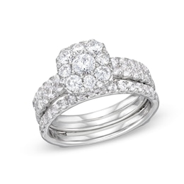 1-3/4 CT. T.W. Cushion Multi-Diamond Enhancer Bridal Set in 10K White Gold