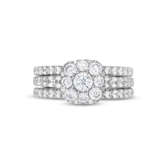 1-3/4 CT. T.w. Cushion Multi-Diamond Enhancer Bridal Set in 10K White Gold