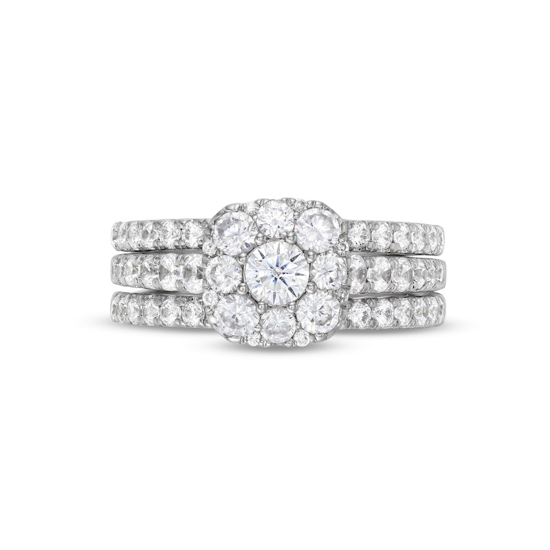 Main Image 3 of 1-3/4 CT. T.W. Cushion Multi-Diamond Enhancer Bridal Set in 10K White Gold