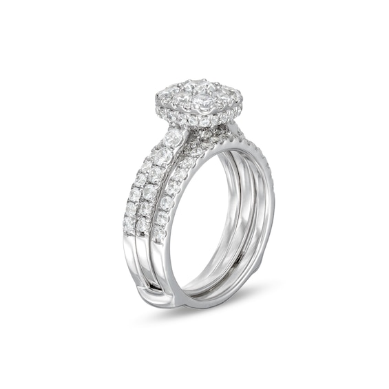 1-3/4 CT. T.w. Cushion Multi-Diamond Enhancer Bridal Set in 10K White Gold