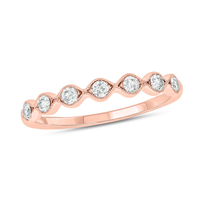 Main Image 1 of 1/4 CT. T.W. Diamond Station Vintage-Style Stackable Band in 10K Rose Gold
