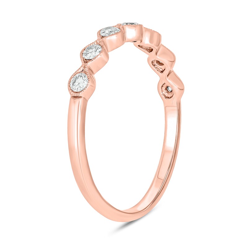 Main Image 2 of 1/4 CT. T.W. Diamond Station Vintage-Style Stackable Band in 10K Rose Gold