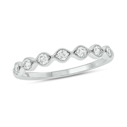 1/4 CT. T.W. Diamond Station Vintage-Style Stackable Band in 10K White Gold