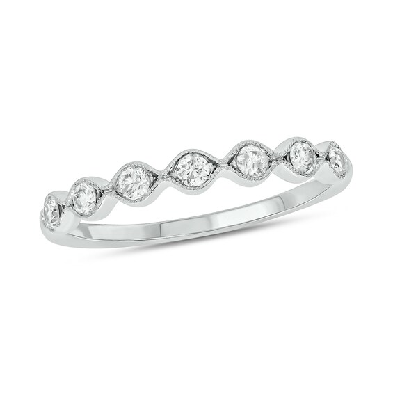 1/4 CT. T.w. Diamond Station Vintage-Style Stackable Band in 10K White Gold