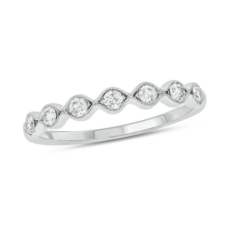 Main Image 1 of 1/4 CT. T.W. Diamond Station Vintage-Style Stackable Band in 10K White Gold