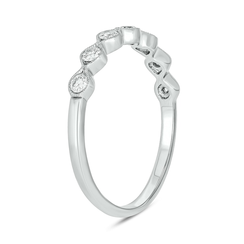 Main Image 2 of 1/4 CT. T.W. Diamond Station Vintage-Style Stackable Band in 10K White Gold