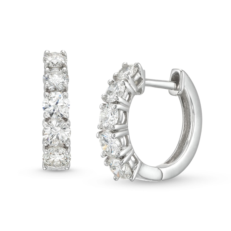 Main Image 1 of 1 CT. T.W. Certified Diamond Huggie Hoop Earrings in 14K White Gold (H/I1)