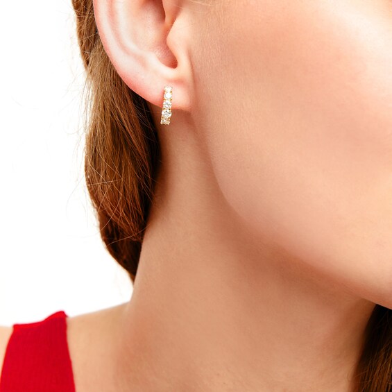 1 CT. T.w. Certified Diamond Huggie Hoop Earrings in 14K Gold (H/I1)