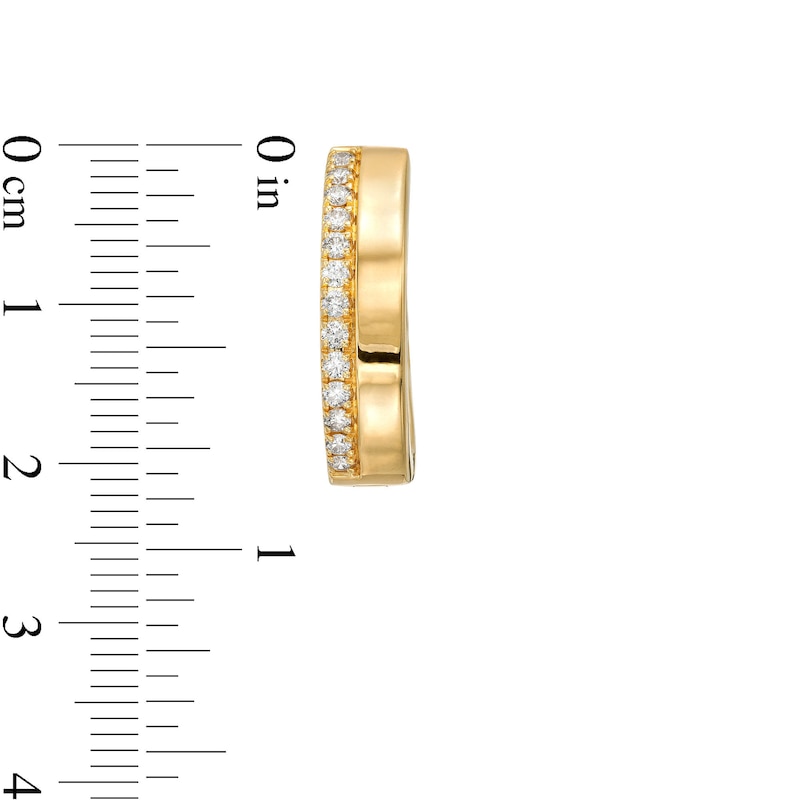 Main Image 3 of 1/2 CT. T.W. Certified Diamond Edge Huggie Hoop Earrings in 14K Gold (H/I1)
