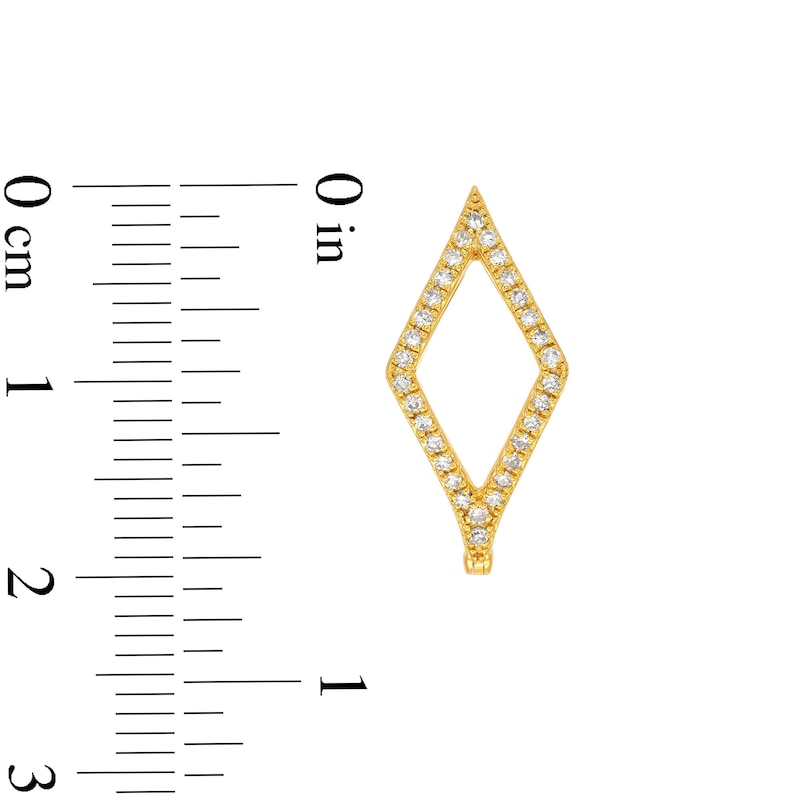 Main Image 3 of 1/4 CT. T.W. Diamond Rhombus Outline Hoop Earrings in 10K Gold (H/I1)