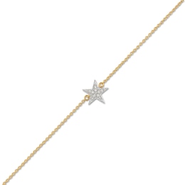 1/20 CT. T.W. Multi-Diamond Star Adjustable Bracelet in 10K Gold - 8.0"