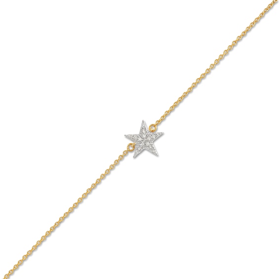 1/20 CT. T.w. Multi-Diamond Star Adjustable Bracelet in 10K Gold - 8.0"