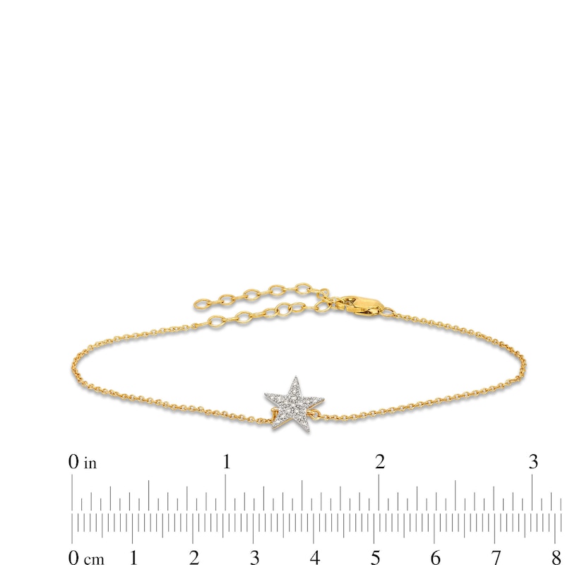 Main Image 4 of 1/20 CT. T.W. Multi-Diamond Star Adjustable Bracelet in 10K Gold - 8.0&quot;