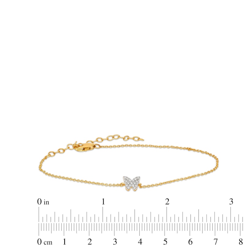 Main Image 4 of 1/20 CT. T.W. Multi-Diamond Butterfly Adjustable Bracelet in 10K Gold - 8.0"