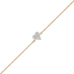 1/20 CT. T.W. Multi-Diamond Heart Adjustable Bracelet in 10K Gold - 8.0"