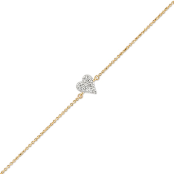 1/20 CT. T.w. Multi-Diamond Heart Adjustable Bracelet in 10K Gold - 8.0"