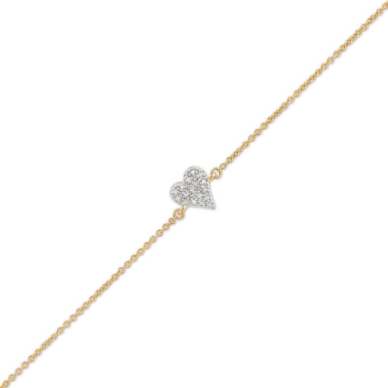 Main Image 1 of 1/20 CT. T.W. Multi-Diamond Heart Adjustable Bracelet in 10K Gold - 8.0"