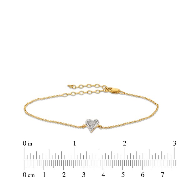 1/20 CT. T.w. Multi-Diamond Heart Adjustable Bracelet in 10K Gold - 8.0"