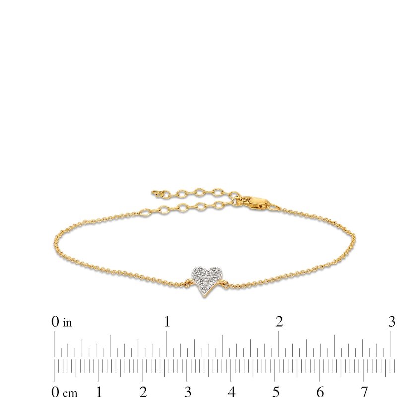 Main Image 4 of 1/20 CT. T.W. Multi-Diamond Heart Adjustable Bracelet in 10K Gold - 8.0"