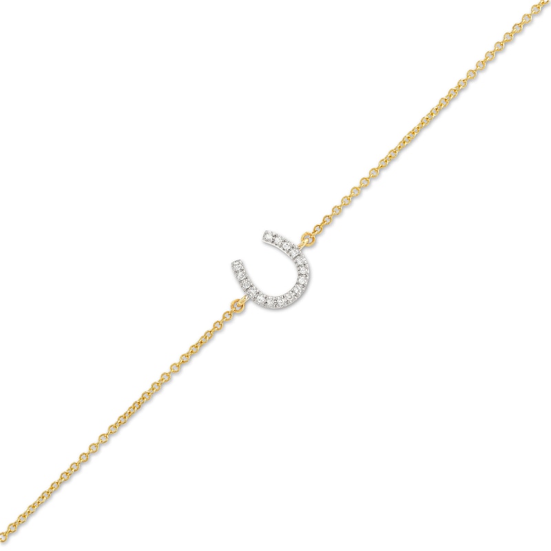 Main Image 1 of 1/20 CT. T.W. Diamond Horseshoe Adjustable Bracelet in 10K Gold - 8.0"