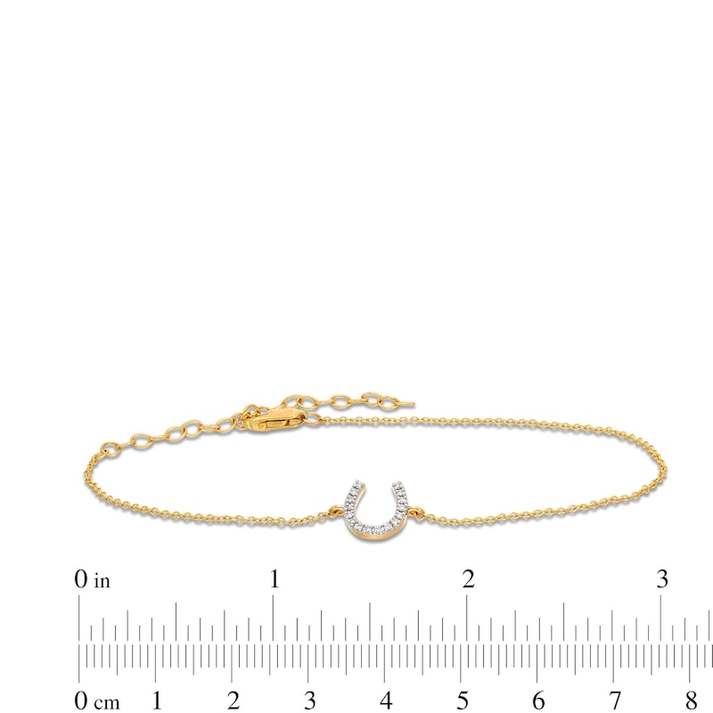 Main Image 4 of 1/20 CT. T.W. Diamond Horseshoe Adjustable Bracelet in 10K Gold - 8.0"