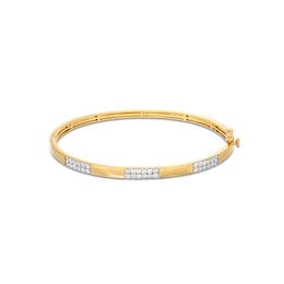 1 CT. T.W. Certified Diamond Double Row Station Bangle in 14K Gold (H/I1)