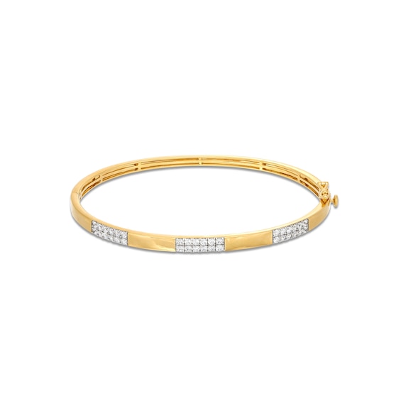 1 CT. T.w. Certified Diamond Double Row Station Bangle in 14K Gold (H/I1)