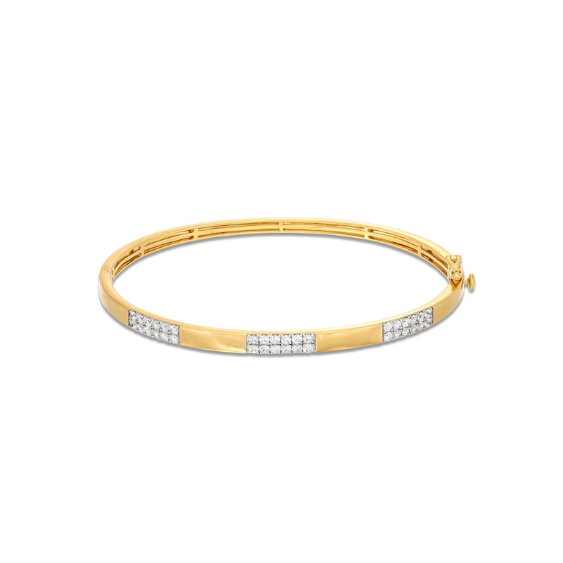 Main Image 1 of 1 CT. T.W. Certified Diamond Double Row Station Bangle in 14K Gold (H/I1)