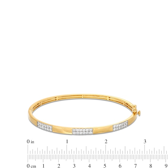 1 CT. T.w. Certified Diamond Double Row Station Bangle in 14K Gold (H/I1)