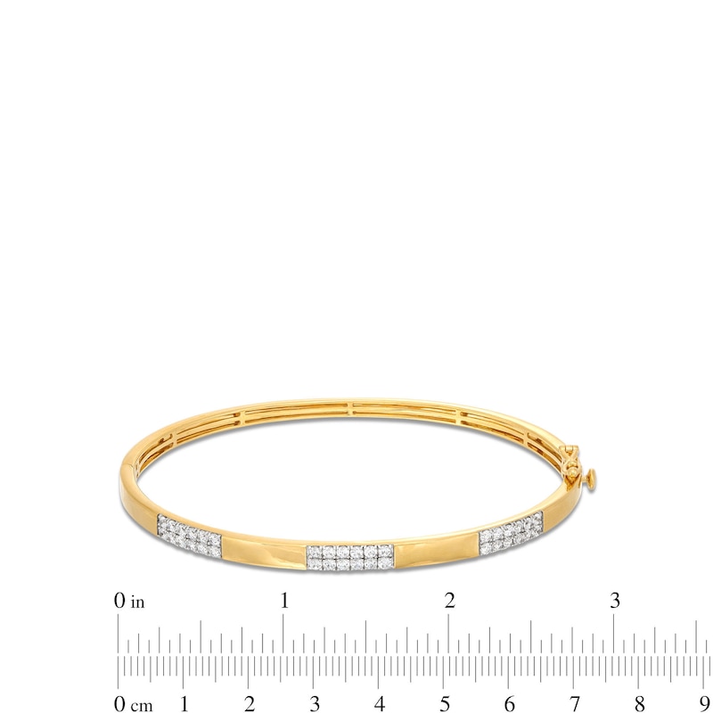 Main Image 3 of 1 CT. T.W. Certified Diamond Double Row Station Bangle in 14K Gold (H/I1)