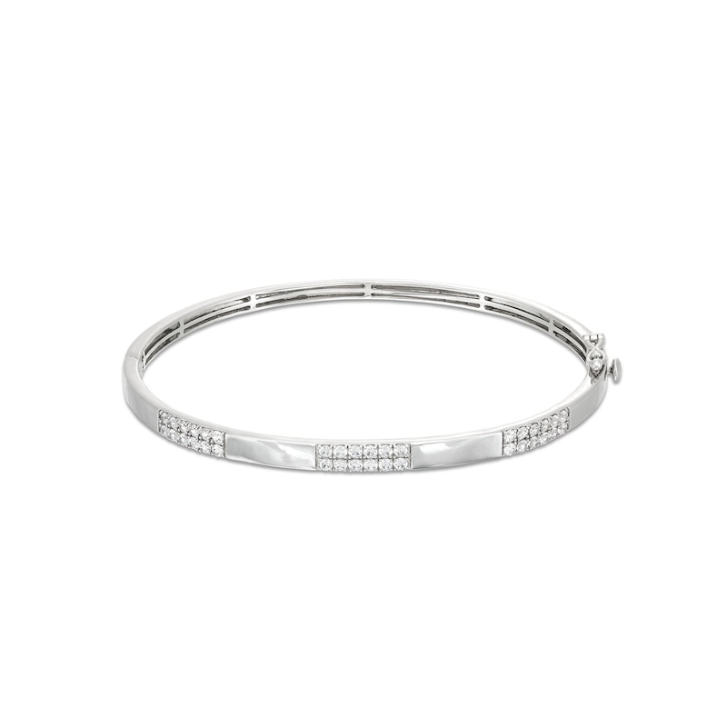 Main Image 1 of 1 CT. T.W. Certified Diamond Double Row Station Bangle in 14K White Gold (H/I1)