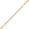 Thumbnail Image 1 of 1 CT. T.W. Certified Diamond Double Row Paper Clip Chain Bracelet in 14K Gold (H/I1) - 7.25"